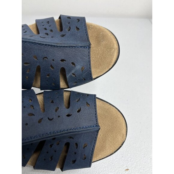 Easy Street Navy Blue Comfort Heeled Sandals Size 9M - Picture 8 of 10